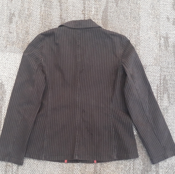 Vintage Tommy Hilfiger Jeans Pinstripe Denim Blazer (Large) + Pants (Size 10) - Picture 6 of 16